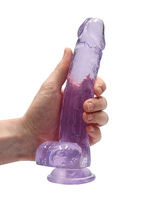 Duże fioletowe dildo z przyssawką i jądrami 21cm RealRock