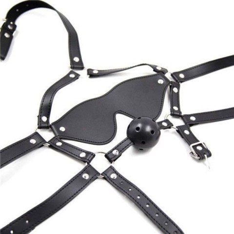 Bdsm bondage sex maska na głowę z opaską kneblem Toyz4lovers