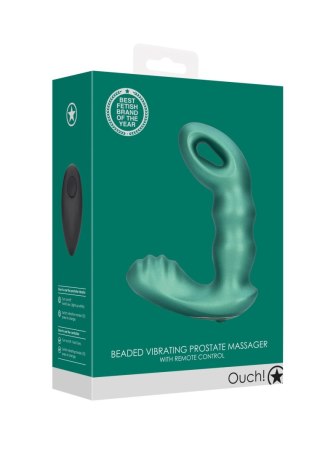 Beaded Vibrating Prostate Massager with Remote Control - Metallic Green Ouch!