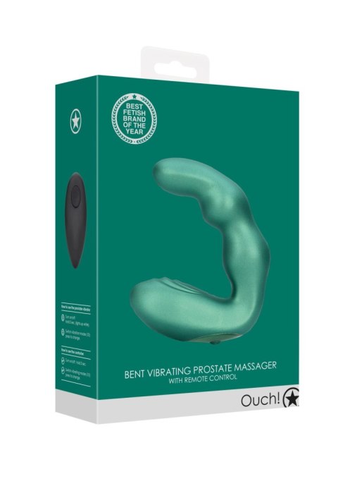 Bent Vibrating Prostate Massager with Remote Control - Metallic Green Ouch!