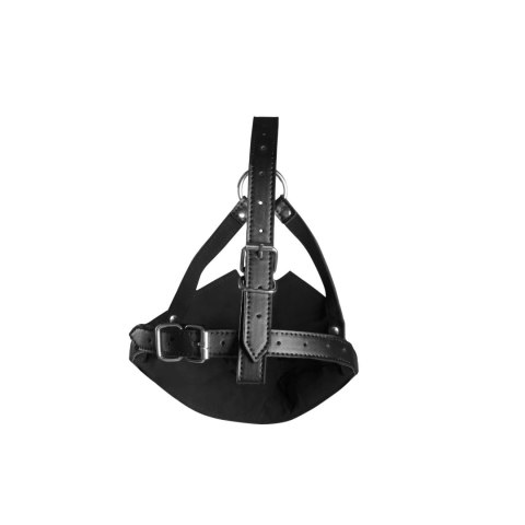 Head Harness with Mouth Cover and Breathable Ball Gag - Black Ouch!