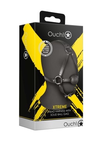 Head Harness with Solid Ball Gag - Black Ouch!