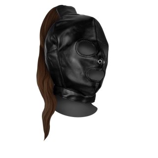 Mask with Brown Ponytail - Black Ouch!