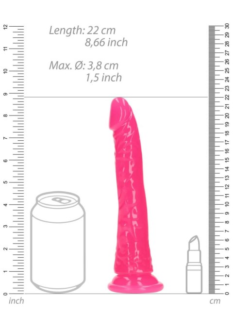 Slim Realistic Dildo with Suction Cup - Glow in the Dark - 8'' / 20 cm RealRock