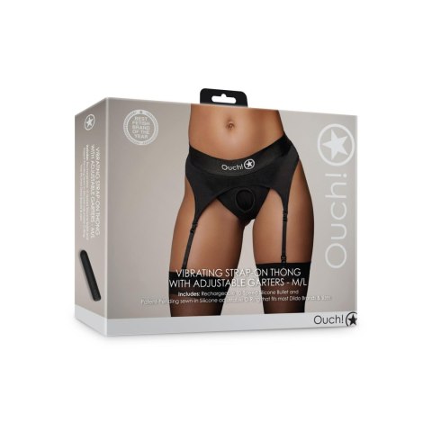 Vibrating Strap-on Thong with Adjustable Garters - M/L Ouch!