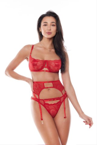 AMOURA SET RED (bra,belt,string/biustonosz, pas, stringi) L/XL Anais