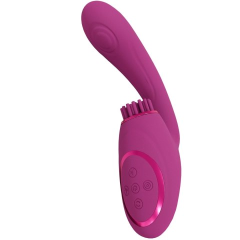 Gen - Rechargeable Triple Action G-Spot Vibrator with Pulse Wave and Vibrating Bristles - Pink Vive