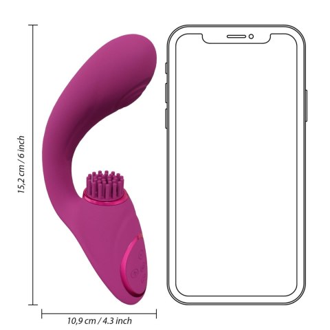 Gen - Rechargeable Triple Action G-Spot Vibrator with Pulse Wave and Vibrating Bristles - Pink Vive