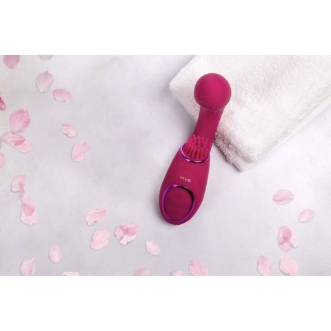 Gen - Rechargeable Triple Action G-Spot Vibrator with Pulse Wave and Vibrating Bristles - Pink Vive