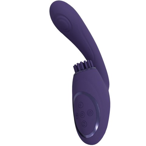 Gen - Rechargeable Triple Action G-Spot Vibrator with Pulse Wave and Vibrating Bristles - Purple Vive