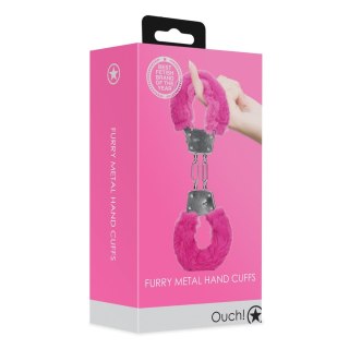 Furry Metal Hand Cuffs - Pink Ouch!