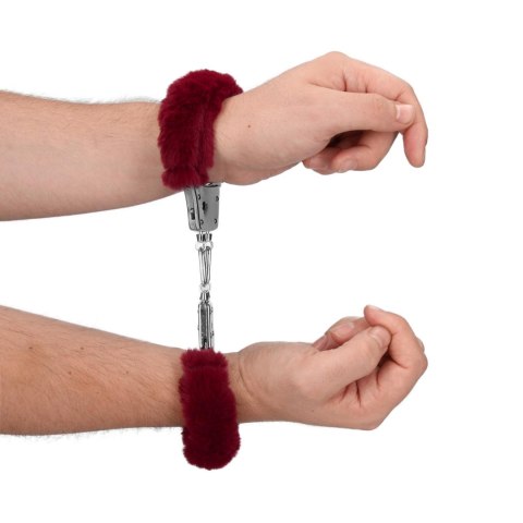 Furry Metal Hand Cuffs - Red Ouch!