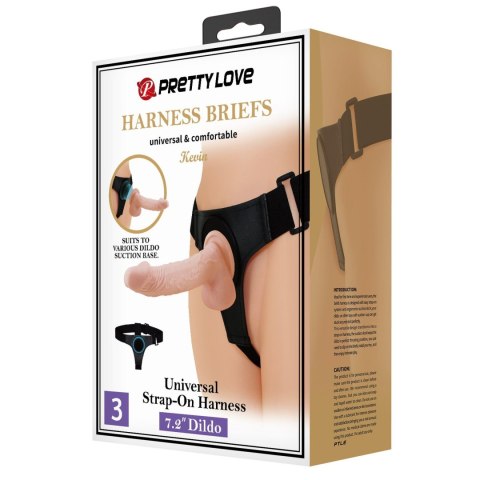 PRETTY LOVE - HARNESS BRIEFS- Kevin, Universal Strap-On, 7.2'' Dildo Pretty Love