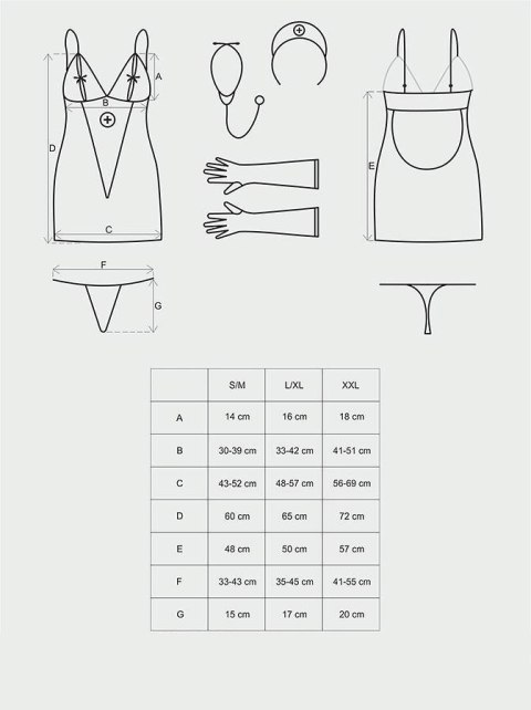 Medica sukienka kostium 5-części + stetoskop S/M