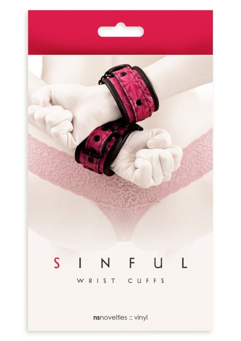 Kajdanki-SINFUL WRIST CUFFS PINK NS Novelties