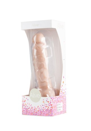 Członek penis dildo żyły jądra przyssawka sex 18cm Alive