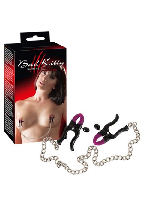 Kleszcze klamry na sutki z łańcuszkie bdsm bondage Bad Kitty