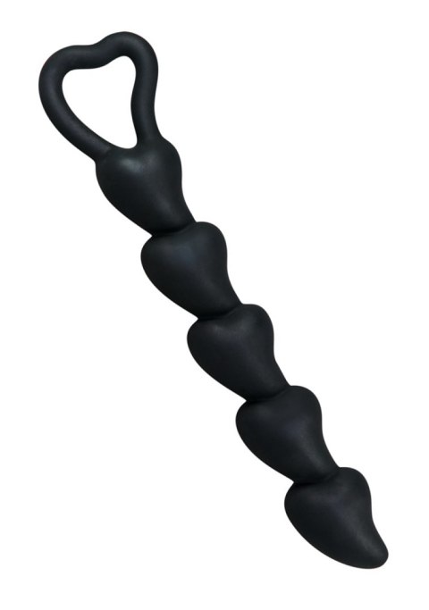 Plug sex analny sonda z kulkami pętlą serca 19cm Black Velvets