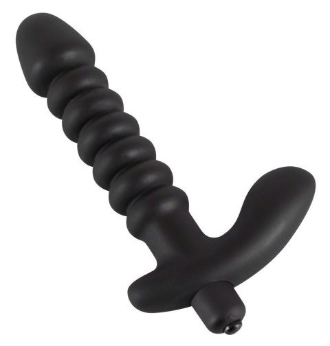 Dildo korek analny czarny prążkowany 17 cm Black Velvets