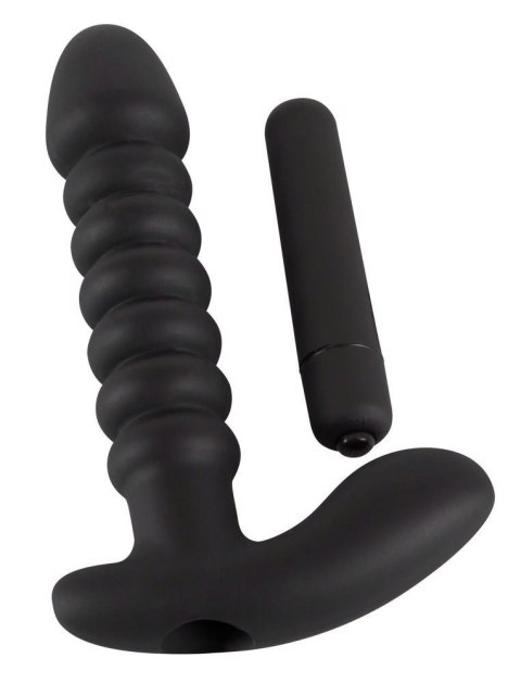 Dildo korek analny czarny prążkowany 17 cm Black Velvets