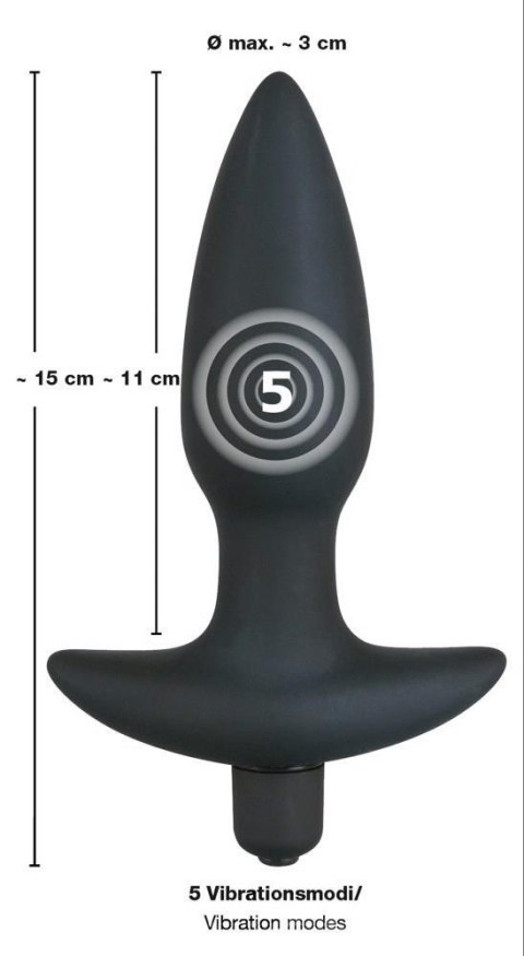 Wibrująca zatyczka analna korek plug do pupy 15cm Black Velvets