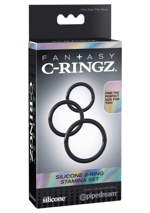 Pierścień-SILICONE 3-RING STAMINA SET BLACK Pipedream